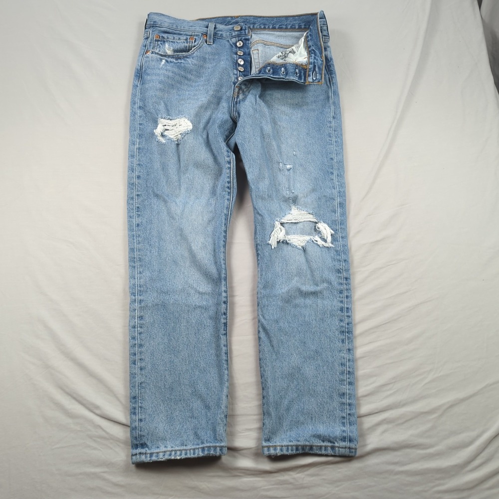 Levis 501 Jeans Womens 31 Blue High Rise Premium Button Fly Straight Western